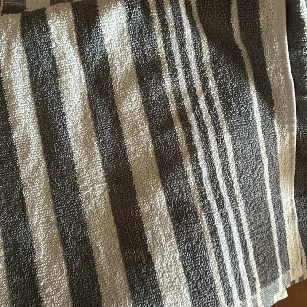 Striped Gray and White Towels